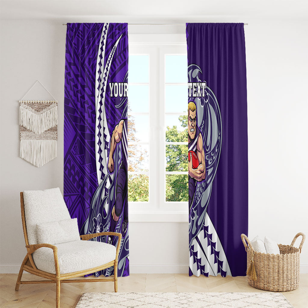 Personalized Fremantle Dockers Window Curtain Polynesian Tribal Freo Mascot With Hibiscus Floral Art