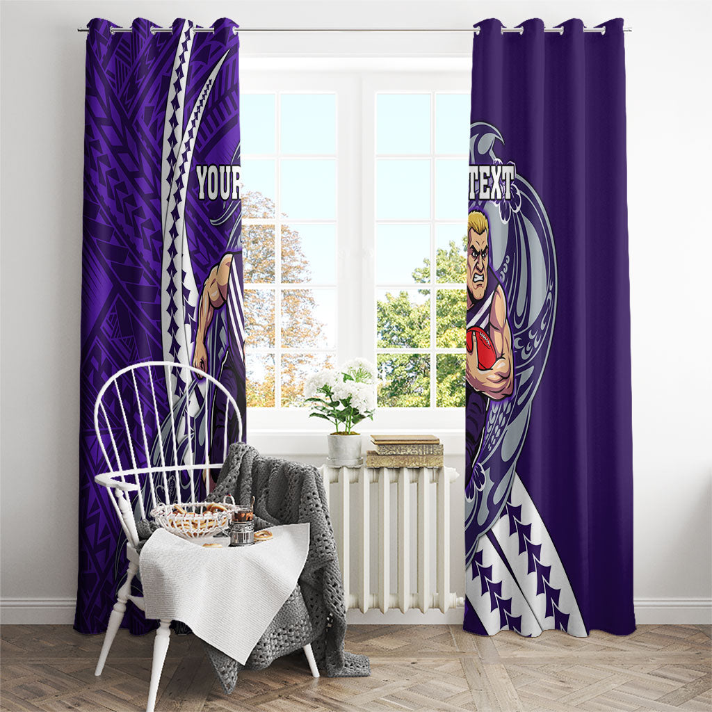 Personalized Fremantle Dockers Window Curtain Polynesian Tribal Freo Mascot With Hibiscus Floral Art