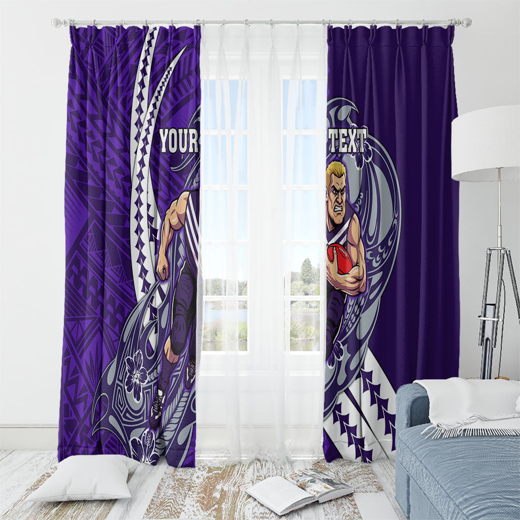 Personalized Fremantle Dockers Window Curtain Polynesian Tribal Freo Mascot With Hibiscus Floral Art