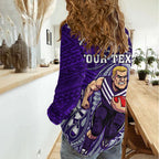 Personalized Fremantle Dockers Women Casual Shirt Polynesian Tribal Freo Mascot With Hibiscus Floral Art