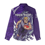 Personalized Fremantle Dockers Women Casual Shirt Polynesian Tribal Freo Mascot With Hibiscus Floral Art