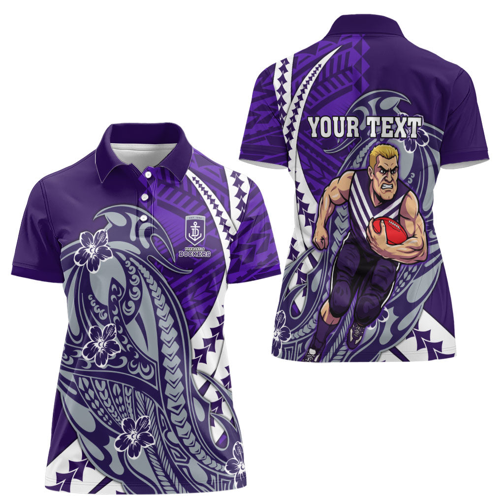 Personalized Fremantle Dockers Women Polo Shirt Polynesian Tribal Freo Mascot With Hibiscus Floral Art