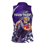Personalized Fremantle Dockers Women Sleeveless Polo Shirt Polynesian Tribal Freo Mascot With Hibiscus Floral Art