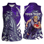 Personalized Fremantle Dockers Women Sleeveless Polo Shirt Polynesian Tribal Freo Mascot With Hibiscus Floral Art