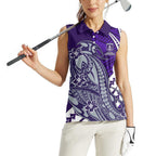 Personalized Fremantle Dockers Women Sleeveless Polo Shirt Polynesian Tribal Freo Mascot With Hibiscus Floral Art