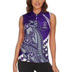 Personalized Fremantle Dockers Women Sleeveless Polo Shirt Polynesian Tribal Freo Mascot With Hibiscus Floral Art