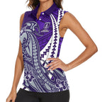 Personalized Fremantle Dockers Women Sleeveless Polo Shirt Polynesian Tribal Freo Mascot With Hibiscus Floral Art