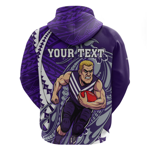 Personalized Fremantle Dockers Zip Hoodie Polynesian Tribal Freo Mascot With Hibiscus Floral Art