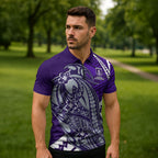 Personalized Fremantle Dockers Zipper Polo Shirt Polynesian Tribal Freo Mascot With Hibiscus Floral Art
