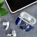 Personalized Geelong Cats AirPods Case Polynesian Tribal Cat Mascot With Hibiscus Floral Art