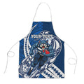 Personalized Geelong Cats Apron Polynesian Tribal Cat Mascot With Hibiscus Floral Art
