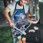 Personalized Geelong Cats Apron Polynesian Tribal Cat Mascot With Hibiscus Floral Art