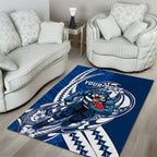 Personalized Geelong Cats Area Rug Polynesian Tribal Cat Mascot With Hibiscus Floral Art