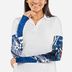 Personalized Geelong Cats Arm Sleeves Polynesian Tribal Cat Mascot With Hibiscus Floral Art