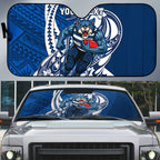 Personalized Geelong Cats Auto Sun Shade Polynesian Tribal Cat Mascot With Hibiscus Floral Art