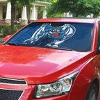 Personalized Geelong Cats Auto Sun Shade Polynesian Tribal Cat Mascot With Hibiscus Floral Art