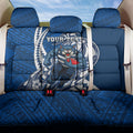 Personalized Geelong Cats Back Car Seat Cover Polynesian Tribal Cat Mascot With Hibiscus Floral Art