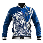 Personalized Geelong Cats Baseball Jacket Polynesian Tribal Cat Mascot With Hibiscus Floral Art