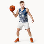 Personalized Geelong Cats Basketball Jersey Polynesian Tribal Cat Mascot With Hibiscus Floral Art