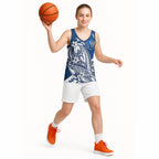 Personalized Geelong Cats Basketball Jersey Polynesian Tribal Cat Mascot With Hibiscus Floral Art