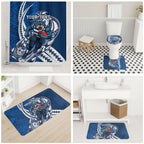 Personalized Geelong Cats Bathroom Set Polynesian Tribal Cat Mascot With Hibiscus Floral Art