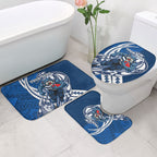 Personalized Geelong Cats Bathroom Set Polynesian Tribal Cat Mascot With Hibiscus Floral Art
