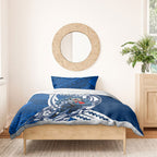 Personalized Geelong Cats Bedding Set Polynesian Tribal Cat Mascot With Hibiscus Floral Art