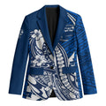 Personalized Geelong Cats Blazer Polynesian Tribal Cat Mascot With Hibiscus Floral Art