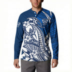 Personalized Geelong Cats Button Sweatshirt Polynesian Tribal Cat Mascot With Hibiscus Floral Art
