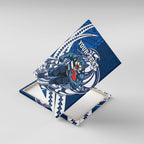 Personalized Geelong Cats Canvas Wall Art Polynesian Tribal Cat Mascot With Hibiscus Floral Art