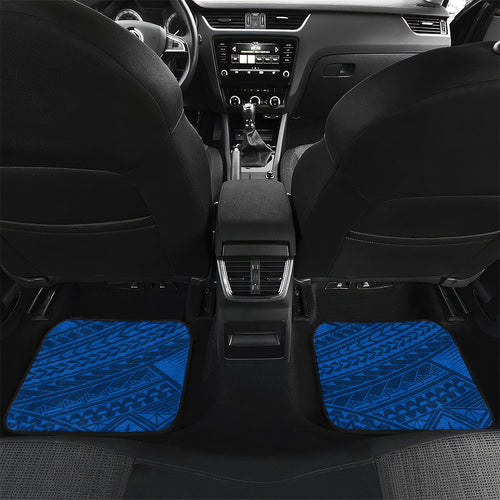 Personalized Geelong Cats Car Mats Polynesian Tribal Cat Mascot With Hibiscus Floral Art