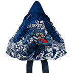 Personalized Geelong Cats Cloak Polynesian Tribal Cat Mascot With Hibiscus Floral Art