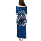 Personalized Geelong Cats Family Matching Puletasi and Hawaiian Shirt Polynesian Tribal Cat Mascot With Hibiscus Floral Art