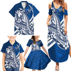 Personalized Geelong Cats Family Matching Summer Maxi Dress and Hawaiian Shirt Polynesian Tribal Cat Mascot With Hibiscus Floral Art