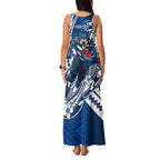 Personalized Geelong Cats Family Matching Tank Maxi Dress and Hawaiian Shirt Polynesian Tribal Cat Mascot With Hibiscus Floral Art