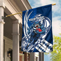 Personalized Geelong Cats Garden Flag Polynesian Tribal Cat Mascot With Hibiscus Floral Art