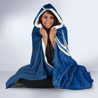 Personalized Geelong Cats Hooded Blanket Polynesian Tribal Cat Mascot With Hibiscus Floral Art