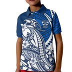 Personalized Geelong Cats Kid Polo Shirt Polynesian Tribal Cat Mascot With Hibiscus Floral Art