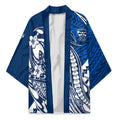 Personalized Geelong Cats Kimono Polynesian Tribal Cat Mascot With Hibiscus Floral Art
