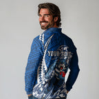 Personalized Geelong Cats Long Sleeve Polo Shirt Polynesian Tribal Cat Mascot With Hibiscus Floral Art