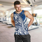 Personalized Geelong Cats Men Tank Top Polynesian Tribal Cat Mascot With Hibiscus Floral Art