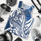Personalized Geelong Cats Men Tank Top Polynesian Tribal Cat Mascot With Hibiscus Floral Art