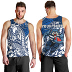 Personalized Geelong Cats Men Tank Top Polynesian Tribal Cat Mascot With Hibiscus Floral Art