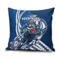 Personalized Geelong Cats Pillow Cover Polynesian Tribal Cat Mascot With Hibiscus Floral Art