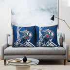 Personalized Geelong Cats Pillow Cover Polynesian Tribal Cat Mascot With Hibiscus Floral Art