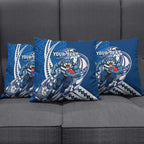 Personalized Geelong Cats Pillow Cover Polynesian Tribal Cat Mascot With Hibiscus Floral Art