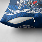 Personalized Geelong Cats Pillow Cover Polynesian Tribal Cat Mascot With Hibiscus Floral Art