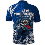 Personalized Geelong Cats Polo Shirt Polynesian Tribal Cat Mascot With Hibiscus Floral Art