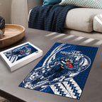 Personalized Geelong Cats Puzzle Polynesian Tribal Cat Mascot With Hibiscus Floral Art