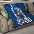 Personalized Geelong Cats Quilt Polynesian Tribal Cat Mascot With Hibiscus Floral Art